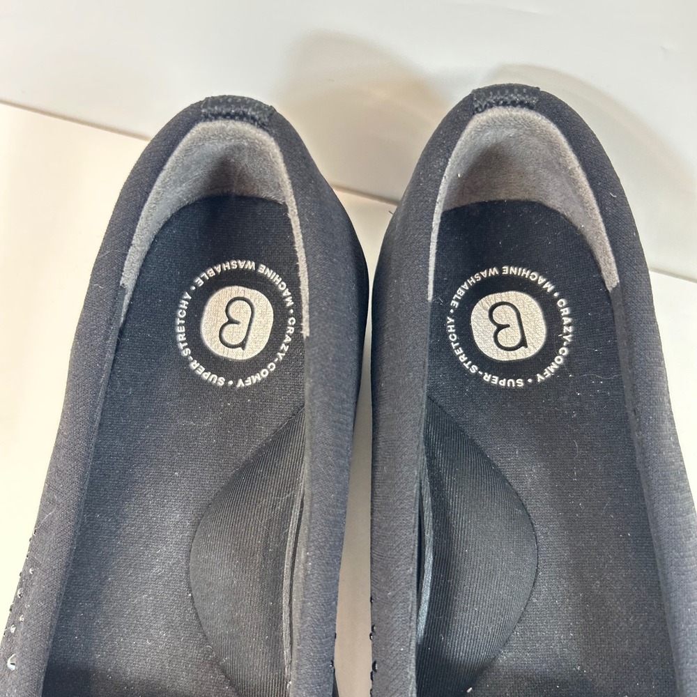 Bzees Comfort Poppyseed Slip On Loafer 6.5 Black Rhinestone Washable Minimalist - Picture 2 of 10